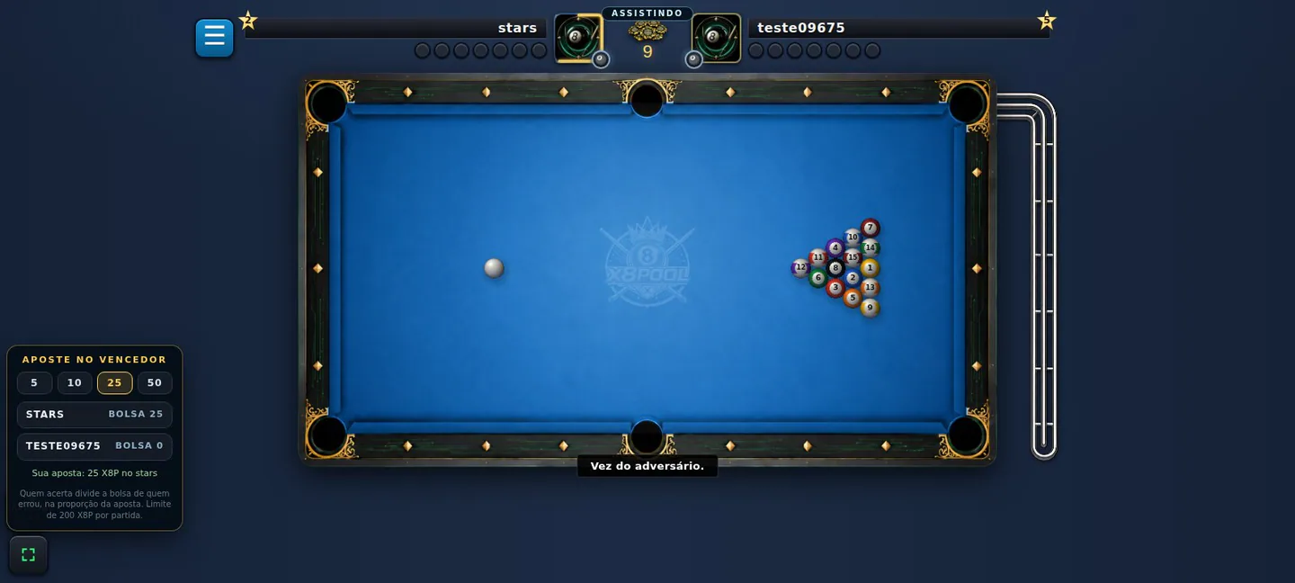 Modo espectador atual do X8Pool